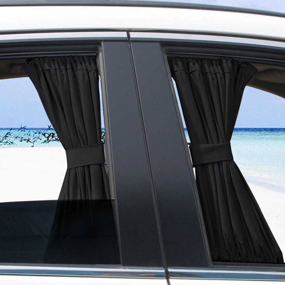 Car Side Window Curtain, 2Pcs Removable Slidable Car Curtains Foldable Sunshade, Cars Shades for Windows Automobile (Black)