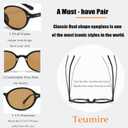 Teumire Retro Oval Sunglasses for Women Men Ultralight Small Round Black Sun Glasses 90s Sunnies UV 400 Shades (A04 Black/Brown)