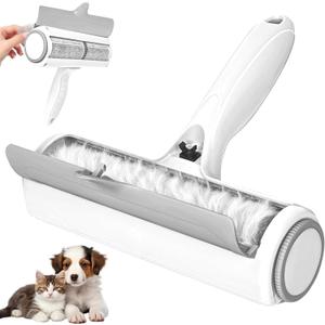 Roller Pet Hair Remover Reusable Lint Roller for Dog & Cat Hair on Furniture, Couch, Carpet, Rugs, Bedding & Car Portable, Eco-Friendly (White Gray)