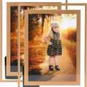 5"7" Picture Frame, Gold Glass Photo Holder, 2 Pack, Tabletop Use or Wall Mouted, Vertical or Horizontal, Classy For Children's Day, Birthday or Wedding