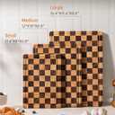 Checkered Cutting Boards for Kitchen, Wooden Cutting Board Set, Acacia Chopping Board with Juice Grooves & Handles, Butcher Block Serving Tray for Meat, Vegetables and Fruits, 3pcs, 17" X 12" X 1.6"