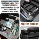 Muslogy for 2021-2024 2025 2026 Sliding Console Yukon Tahoe Suburban Center Organizer Armrest Storage Tray Compatible with GMC Yukon Chevy Tahoe Suburban Fit for Power Sliding Console (Black)