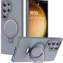 for Samsung Galaxy S23 Ultra Case with Magnetic Invisible Stand [Compatible with MagSafe] Military Drop Tested [Full Camera Protection] Silicone S23 Ultra Case for Women Men 6.8'', Grey (Gray)