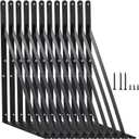 12 Pack L16 x H 10" Black Heavy Duty Shelf Brackets with Screws Metal Shelf Brackets Shelf Support Angle Brackets for Shelves L Brackets Heavy Duty Floating Shelf