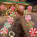 12 PCS Christmas Outdoor Yard Signs Candy Decorations Outdoor Peppermint LED Lights Xmas Yard Stakes Hanging Ornaments Holiday Garden Sign Cardboard Signs for Party Porch Lawn Walkway Decor