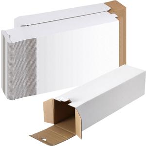 Colarr 50 Pcs Mailing Tube 3 x 3 x 12 Inch Square Cardboard Box, White