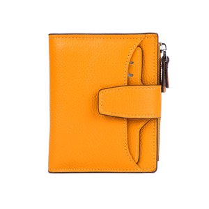 AINIMOER Women's RFID Blocking Leather Small Compact Bi-fold Zipper Pocket Wallet Card Case Purse with id Window