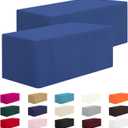 2 Pack Fitted Table Clothes-96 x 30 Inch Rectangle Tablecloths for 8 Foot Tables , Washable Polyester 8FT Table Cover for Parties, Holiday Dinner, Wedding, Trade Show (8FT | 2 Pack, Royal Blue)