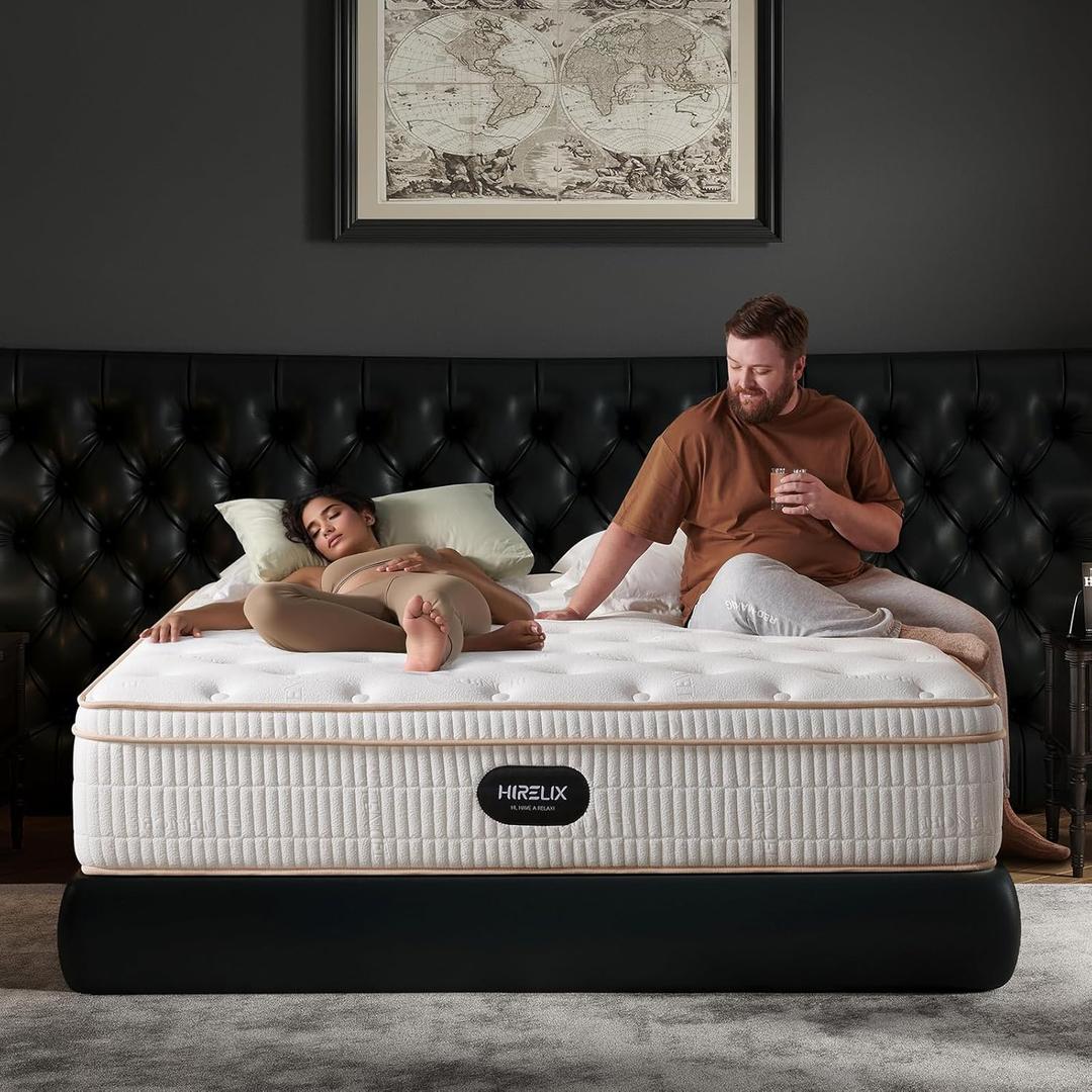14 Inch Queen Hybrid Mattress, Cooling Gel Memory Foam & Zoned Pocket Coils, Pressure Relief, Motion Isolation, Breathable Bed in a Box, CertiPUR-US Certified