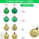 St. Patrick's Day Ornaments Set - 30 Pcs Shamrock & Top Hat Decorations with Pre-Attached Hanging Strings for Easy Setup - Green & Gold Holiday Decor (Round Shamrocks)