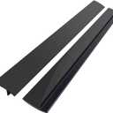 Silicone Stove Counter Gap Cover (2 Pack, 25in, Black), Non-Adhesive Heat Resistant Kitchen Stove Gap Filler, Easy Clean Silicone Gap Guard Seals Spills Between Counter & Stove