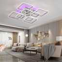 Modern Ceiling Light,Dimmable Living Room Lights Ceiling,8 Squares LED Kitchen Ceiling Light Fixture for Laundry Room,Hallway,3000-6000K,Chrome