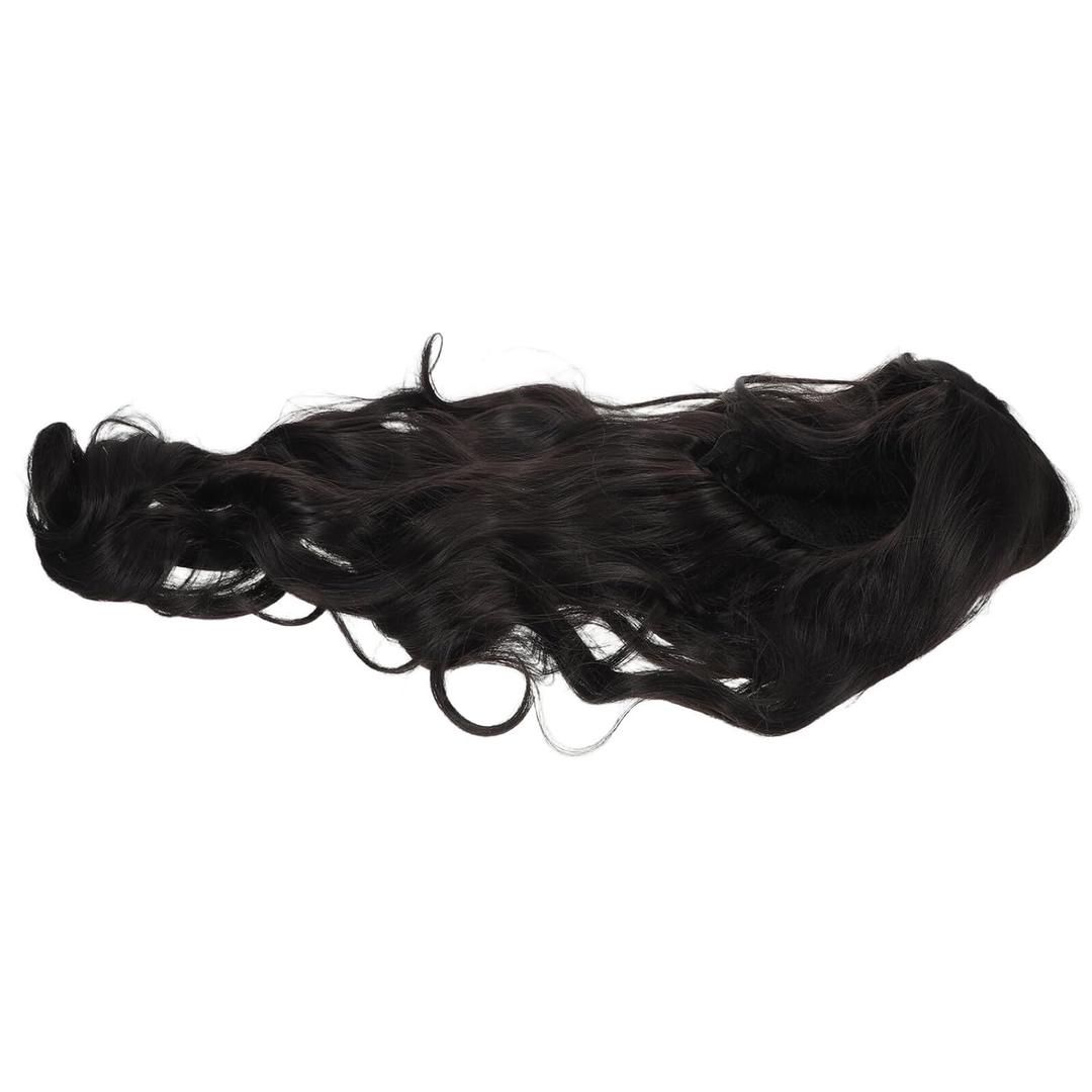 Long Wavy Hair Wig Natural Black Curly Synthetic Middle Part for Women Realistic Costume Wig for Halloween Cosplay Party Daily Wear