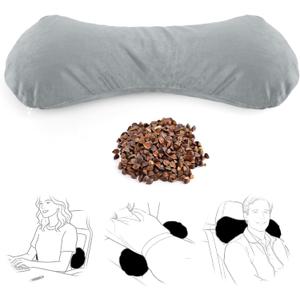 Buckwheat Lumbar Support Pillow for Bed Sitting and Couch Support, Firm Ergonomic Back Pillow for Lower Back Pain Relief, Small Natural Back Support Pillow Recliner Pillow