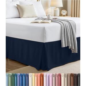 Utopia Bedding Queen Bed Skirt - Soft Quadruple Pleated Ruffle - Easy Fit with 16 Inch Tailored Drop - Hotel Quality, Shrinkage and Fade Resistant (Queen, Navy)