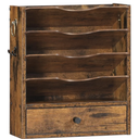 HOOBRO Wall File Organizer, Mail Organizer Wall Mounted, Wooden Literature Organizer, Construction Paper Organizer with Drawer Storage and 2 Hooks, for Office, Classroom, Home, Rustic Brown FG14WF01