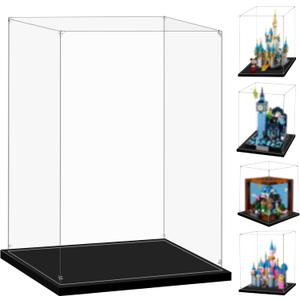 Display Case for Lego 40478 Mini Disney Castle, 21265 Minecraft Crafting Table, 40720 Mini Disney Sleeping Beauty Castle or 43232 Flight Over London, 7.87x7.87x9.44inch (20x20x24cm)
