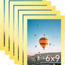 JCJMY 6x9 Picture Frame Set of 6 Gold for Wall Hanging or Tabletop- Wall Mounting Horizontally or Vertically, 6 x 9 Wall Gallery Poster Photo Frames for 6 by 9 Photo,6 Pack, Gold