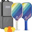PowerFly Pickleball Paddles Set of 2, Fiberglass Surface Pickleball Set with 2 Pickleball Rackets,4 Pickleball Balls,1 Portable Carry Bag, Pickle Racket Set for Men Women
