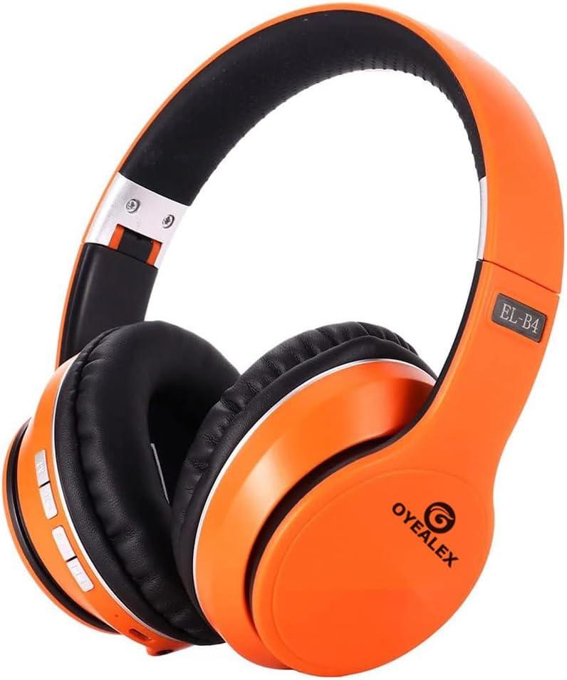 OYEALEX Active Noise Cancelling Headphones, Wireless Over Ear Bluetooth Headphones with Microphone Foldable Headphone with HiFi Audio Deep Bass for Home Travel Office Orange
