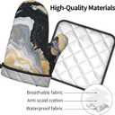 Oven Mitt and Pot Holders Sets - Marble Kitchen Mitts Decorative Marbling Oven Gloves Stones Hot Pads Set of 2 for Cooking BBQ Baking Grilling (Black White Yellow Marble)