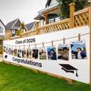 Gilprop 2026 Graduation Decorations Personalized Photo Banner 3 * 10 ft Custom Graduation Banner Class of 2026 Pictures Display 12th Grade Grad Poster for Outdoor Lawn Yard Sign Party Decoration