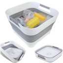 2.6 Gal(10L) Collapsible Wash Basin for Baby Bottles, Gray Space-Saving Collapsible Dish Basin with Drain Plug for bottle washing, Collapsible Bucket for RV Kitchen Essentials