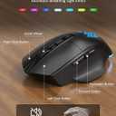 SABLUTE Wireless Keyboard and Mouse Combo Ergonomic - MA12Pro Wave Keyboard with Leather Wrist Rest for Comfortable Typing, RGB Backlit Rechargeable for Windows, Mac, PC, Laptop