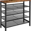 HOOBRO Shoe Rack, 5-Tier Shoe Storage Unit Flat & Slant Adjustable Shoe Organizer Shelf for 16 Pairs, Durable and Stable, for Entryway, Hallway, Closet, Dorm Room, Industrial, Rustic Brown BF01XJ01