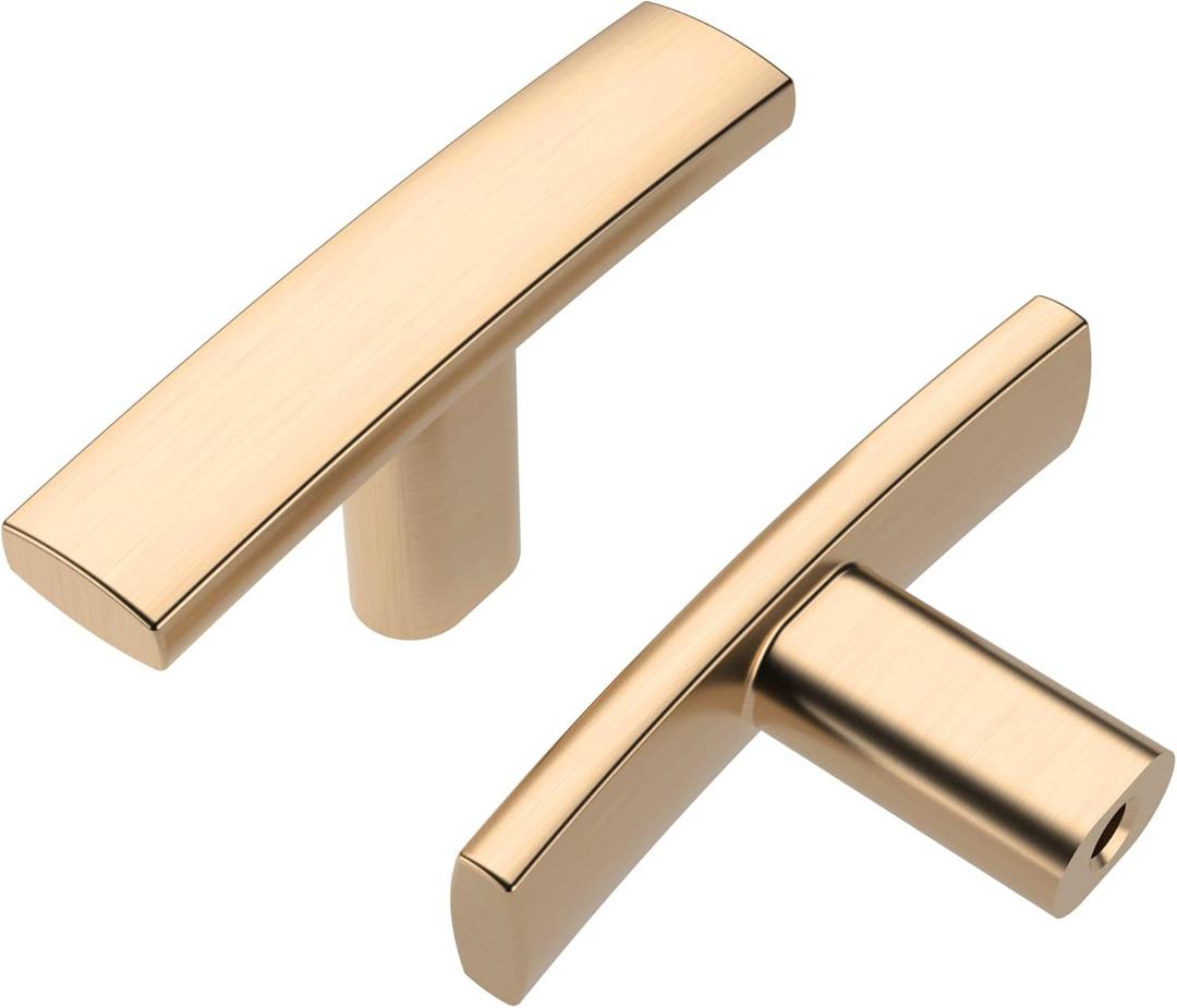 Alzassbg 10 Pack Brushed Brass Cabinet Knobs, 2 Inch(50mm) Arch Gold Cabinet Kitchen Hardware for Cabinets and Drawers AL6092BB