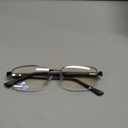 Missfive Mens Premium Multifocus Reading Glasses 0x on Top Center, Blue Light Blocking Far/Mid/Near Progressive Multifocal Readers Metal Frame with No Broken Spring Hinge Eyeglasses, 2.0x, Blue