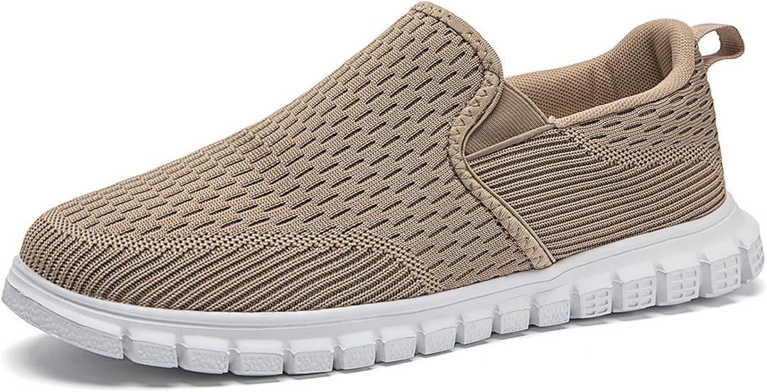 Men's Slip On Shoes Loafers Casual Sneakers for Business Walking Boat Shoes Slipper Comfy Lightweight Non-Slip (7, Khaki)