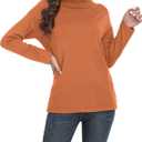 VIISHOW Women's Turtleneck Sweater Long Sleeve Cozy Warm Sweater Casual Lightweight Soft Pullover Jumper Tops (Orange, S)