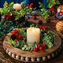 6 Pieces 9" Mini Christmas Wreaths for Kitchen Cabinet Small Christmas Candle Rings Eucalyptus Wreath Pillar Candle Rings Table Centerpieces Hanging Garlands for Front Door Window Decor (Red Berry)