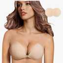 Adhesive Bra, Push-up Strapless Self-Adhesive Bra, Invisible Silicone Bra for Backless Dress Size C, Beige