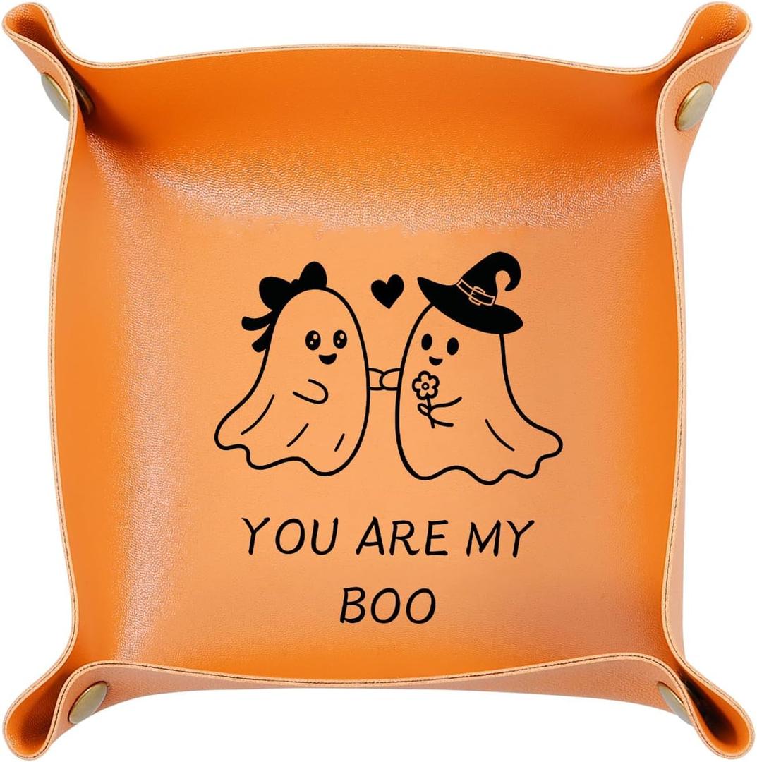 3 x Boo Basket Stuffers for Women Him Her Halloween Couple Gifts for Boyfriend Girlfriend Spooky Basket Stuffers Funny You Are My Boo Leather Tray Sweetest Day Birthday Anniversary Christmas Valentines