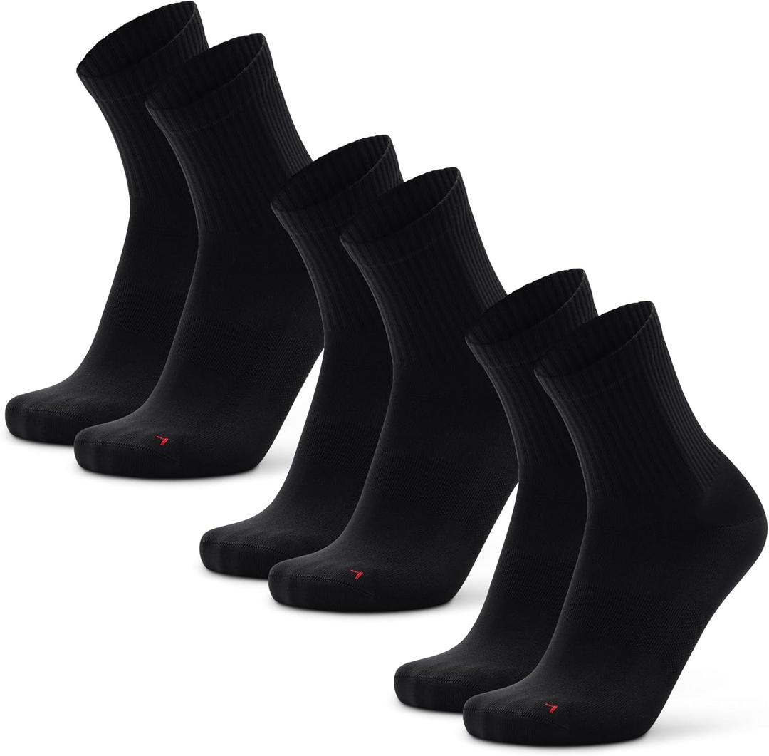 DANISH ENDURANCE Athletic Socks, Anti-blister, Breathable & Moisture Wicking Quarter Socks, for Men & Women, 3 Pack (Medium, Solid Black)
