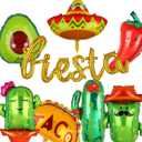 Mexican Party Decor Fiesta Balloons Taco Llama Cactus Avocado Chili Pepper Sombrero Mylar Balloon Fiesta Letter Banner Birthday Mexican Fiesta Theme Cinco De Mayo Party Decor 9 Pcs Set
