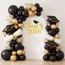 Moukeren 2026 Graduation Decoration Class of 2026 Arch Backdrop Cover 6.6ft Balloon Arch Cover Spandex Backdrop White Congrats Grad Decor for Graduation Season Classes Party Decor(Gold,Class of 2026)