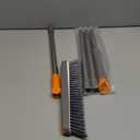 AIR U+ Grout Brush with Long Handle 180 Swivel Scrub Brush with Tweezers to Hair Clip V-Shape Grout Line Scrubber Stiff Bristles for Deep Cleaning Crevice, Tile Line, Shower, Kitchen, Corners (Orange)