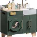 ROBUD Kids Play Kitchen - Wooden Multi-Function Washing Machine for Kids Kitchen Playset - Pretend Toddlers' Kitchen Toy Washer with Accessories - Perfect Baby Gift for Ages 3-8