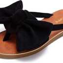 FISACE Womens Slip On Flip Flops Ring Toe Strappy Summer Gladiator Flat Sandals (11, Black)
