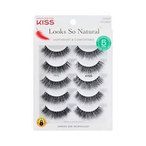 KISS Looks So Natural False Eyelashes Multipack, Lightweight & Comfortable, Tapered End Technology, Reusable, Cruelty-Free, Contact Lens Friendly, Style 'Flirty', 5 Pairs Fake Eyelashes (10 Count (Pack of 1))