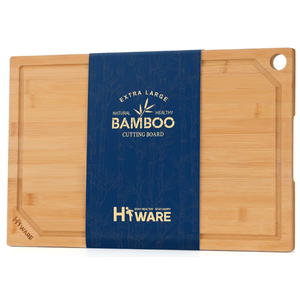 Hiware Extra Large Bamboo Cutting Board for Kitchen, Heavy Duty Wood Cutting Board with Juice Groove, 100% Organic Bamboo, Pre Oiled, 18" x 12"