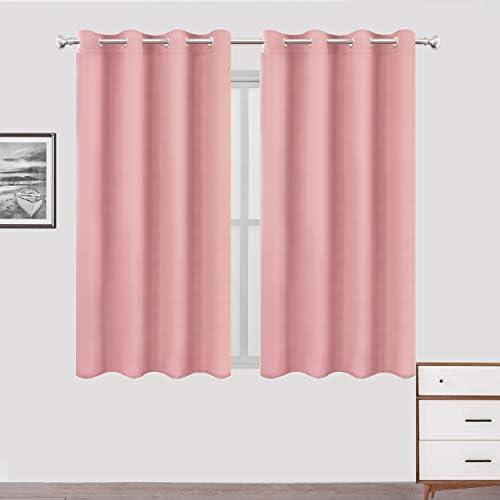 LEMOMO Pink Blackout Curtains/52 x 45 Inch Length Kids Curtains/Set of 2 Panels Grommet Bedroom Curtains for Living Room Curtains