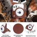 CAIYOULE Protective Camera Case for Instax Mini 12 Instant Camera Fuji Mini 12 Case PU Leather Carrying Bag with Adjustable Shoulder Strap & 64 Pockets Photo Album - Brown