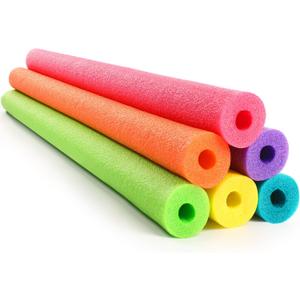 Hollowfly 6 Pack Jumbo Pool Noodles Swimming Floating Foam Tube Extra Large Hollow Bright Swimming Pool Noodles Bulk Heavy Duty for Adults(Multi Colors,55 x 3.5 Inch)
