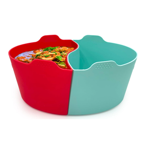 Silicone Crock pot Liners,Slow Cooker Liners, 6-7 Quart Oval Reusable Crock pot Divider Insert,BPA-Free, Dishwasher Safe (6-7 QT_Blue+Red)