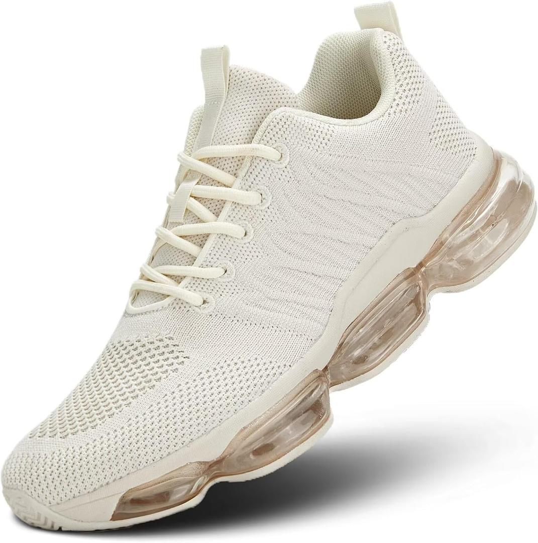 Womens Air Cushion Running Shoes Walking Jogging Fitness Gym Fashion Sneakers Lace Up Casual Comfortable Work Tennis Sport Athletic Trainers, Size: 10