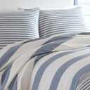 Nautica - Twin Comforter Set, Reversible Cotton Bedding with Matching Sham, Medium-Weight, Dorm Essentials, Oeko-Tex Certified (Fairwater Blue)